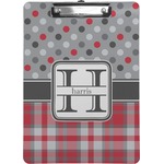 Red & Gray Dots and Plaid Clipboard (Personalized)