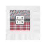 Red & Gray Dots and Plaid Coined Cocktail Napkins (Personalized)