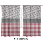 Red & Gray Dots and Plaid Curtain Panel - Custom Size