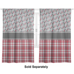 Red & Gray Dots and Plaid Curtain Panel - Custom Size