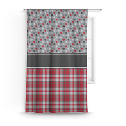 Red & Gray Dots and Plaid Curtain Panel - Custom Size