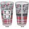 Red & Gray Dots and Plaid Pint Glass - Full Color - Front & Back Views