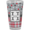 Red & Gray Dots and Plaid Pint Glass - Full Color - Front View