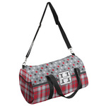 Red & Gray Dots and Plaid Duffel Bag (Personalized)