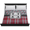 Red & Gray Dots and Plaid Duvet Cover - King - On Bed - No Prop