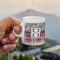 Red & Gray Dots and Plaid Espresso Cup - 3oz LIFESTYLE (new hand)