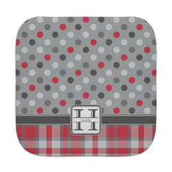 Red & Gray Dots and Plaid Face Towel (Personalized)