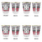 Red & Gray Dots and Plaid Glass Shot Glass - with gold rim - Set of 4 - APPROVAL