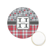 Red & Gray Dots and Plaid Printed Cookie Topper - 1.25" (Personalized)