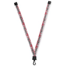 Red & Gray Dots and Plaid Lanyard (Personalized)