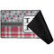 Red & Gray Dots and Plaid Large Gaming Mats - FRONT W/ FOLD