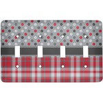 Red & Gray Dots and Plaid Light Switch Cover (4 Toggle Plate)