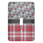 Red & Gray Dots and Plaid Light Switch Cover