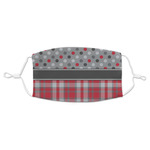 Red & Gray Dots and Plaid Adult Cloth Face Mask - Standard