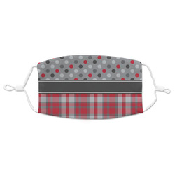 Red & Gray Dots and Plaid Adult Cloth Face Mask