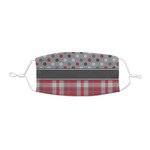 Red & Gray Dots and Plaid Kid's Cloth Face Mask - XSmall