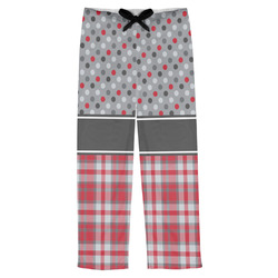 Red & Gray Dots and Plaid Mens Pajama Pants - XS