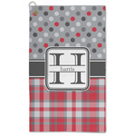 Red & Gray Dots and Plaid Microfiber Golf Towel (Personalized)