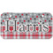 Red & Gray Dots and Plaid Mini Bicycle License Plate - Two Holes