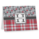 Red & Gray Dots and Plaid Note cards (Personalized)