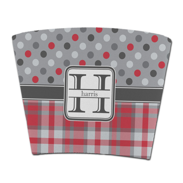 Custom Red & Gray Dots and Plaid Party Cup Sleeve - without bottom (Personalized)