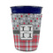 Red & Gray Dots and Plaid Party Cup Sleeves - without bottom - FRONT (on cup)