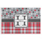 Red & Gray Dots and Plaid Disposable Paper Placemat - Front View