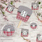 Red & Gray Dots and Plaid Party Supplies Combination Image - All items - Plates, Coasters, Fans