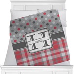 Red & Gray Dots and Plaid Minky Blanket (Personalized)