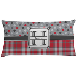 Red & Gray Dots and Plaid Pillow Case - King (Personalized)