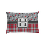 Red & Gray Dots and Plaid Pillow Case - Standard (Personalized)