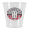 Red & Gray Dots and Plaid Plastic Shot Glasses - Front/Main