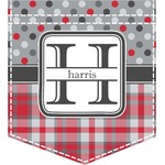 Red & Gray Dots and Plaid Iron On Faux Pocket (Personalized)