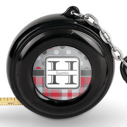 Red & Gray Dots and Plaid Pocket Tape Measure - 6 Ft w/ Carabiner Clip (Personalized)