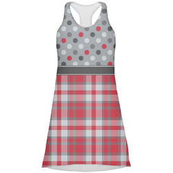 Red & Gray Dots and Plaid Racerback Dress - Medium