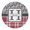 Red & Gray Dots and Plaid Round Paper Coaster - Approval