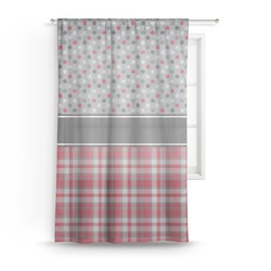 Red & Gray Dots and Plaid Sheer Curtain