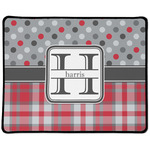 Red & Gray Dots and Plaid Large Gaming Mouse Pad - 12.5" x 10" (Personalized)