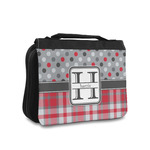Red & Gray Dots and Plaid Toiletry Bag - Small (Personalized)