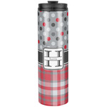 Red & Gray Dots and Plaid Stainless Steel Skinny Tumbler - 20 oz (Personalized)