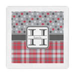 Red & Gray Dots and Plaid Standard Decorative Napkins (Personalized)