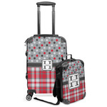 Red & Gray Dots and Plaid Kids 2-Piece Luggage Set - Suitcase & Backpack (Personalized)