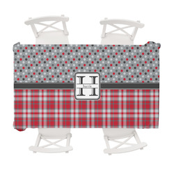 Red & Gray Dots and Plaid Tablecloth - 58"x102" (Personalized)