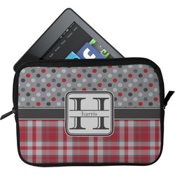 Red & Gray Dots and Plaid Tablet Case / Sleeve (Personalized)