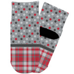 Red & Gray Dots and Plaid Toddler Ankle Socks