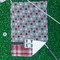 Red & Gray Dots and Plaid Waffle Weave Golf Towel - In Context