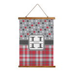 Red & Gray Dots and Plaid Wall Hanging Tapestry (Personalized)