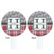 Red & Gray Dots and Plaid White Plastic 7" Stir Stick - Double Sided - Round - Front & Back