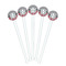 Red & Gray Dots and Plaid White Plastic 7" Stir Stick - Round - Fan View