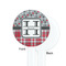 Red & Gray Dots and Plaid White Plastic 7" Stir Stick - Single Sided - Round - Front & Back